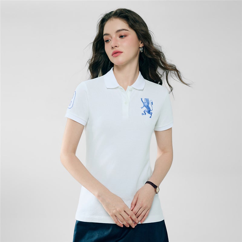 GIORDANO Women’s Slim Fit Embroidered 3D Lion Polo - Image 3