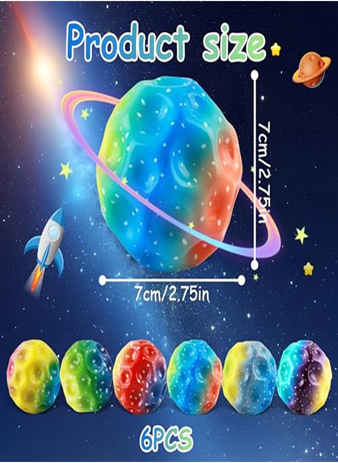 Binggunyo Pack of 6 Astro Jump Ball, Spaceball Moon Ball, Galaxy Ball Rubber Ball, Spaceball Super High Bouncing, Astro Jumper Ball Moon, Jumps Rubber Ball for Children Outdoor Party Gift  - Image 2