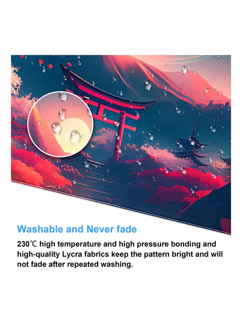 SYOSI Anime Art Desk Mat Large Gaming Mouse Pad Pink Japanese Cherry Blossom Theme Aesthetic Mousepad Computer Laptop with Durable Stitched Edge Non Slip Rubber Base 31.5''X15.7'' - Image 5