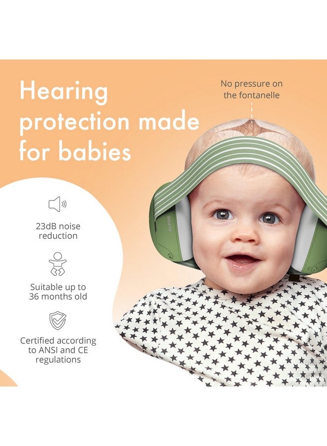ألبين هيرينج بروتكشن سماعات أذن Alpine Muffy للأطفال الرضع والأطفال الصغار حتى عمر 36 شهرًا - معتمدة من CE وANSI - سدادات أذن عازلة للضوضاء - سماعات رأس مريحة للأطفال تحمي من تلف السمع وتحسن النوم - لون أخضر - Image 1