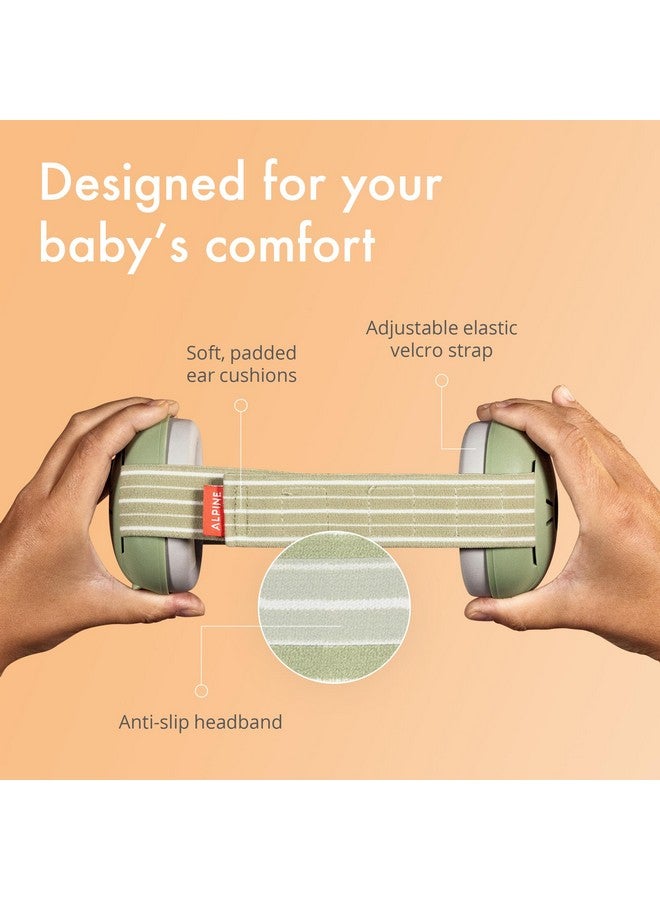 ألبين هيرينج بروتكشن سماعات أذن Alpine Muffy للأطفال الرضع والأطفال الصغار حتى عمر 36 شهرًا - معتمدة من CE وANSI - سدادات أذن عازلة للضوضاء - سماعات رأس مريحة للأطفال تحمي من تلف السمع وتحسن النوم - لون أخضر - Image 2