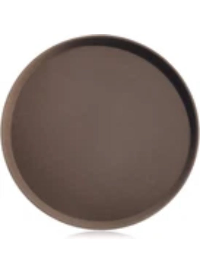 صينية تقديم دائرية بسطح غير قابل للانزلاق مع حواف مرتفعة، صواني تقديم مطاعم بلاستيكية متينة لوجبات الطعام، مناسبة للمنزل والمطبخ والمطاعم والكافتيريا والبار والفنادق، لون بني - Image 1