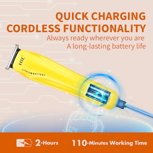 HTC Hair Clippers for Men, All-in-One Electric Razor and Beard Trimmer, Cordless, Quick Charging, User-Friendly(Yellow) - Image 4
