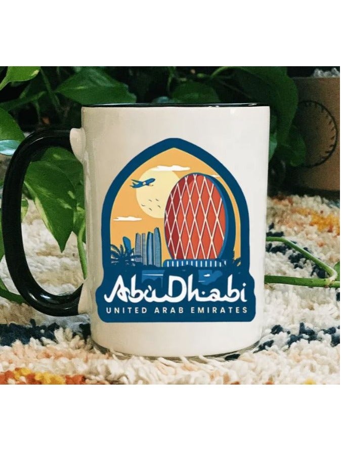 RYN 1pc UAE Souvenir Ceramic Coffee Mug - 11oz Abu Dhabi Landmarks Design, Dishwasher Safe, Ideal for Home, Office, Food Truck, Restaurant, and Travel Enthusiasts - Image 2