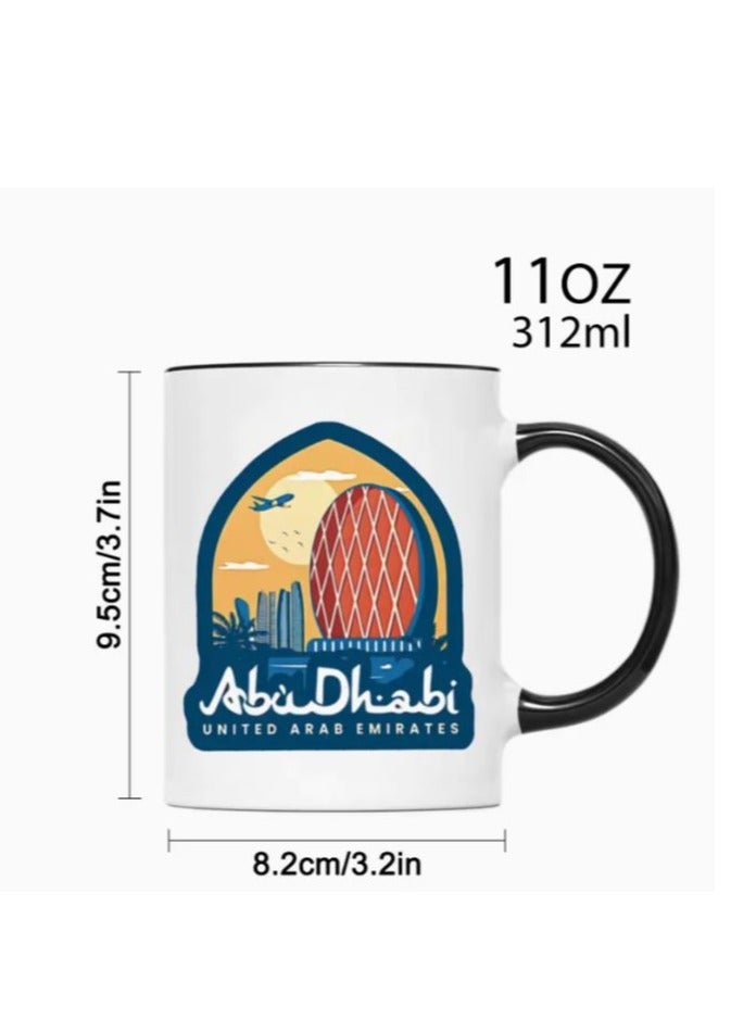 RYN 1pc UAE Souvenir Ceramic Coffee Mug - 11oz Abu Dhabi Landmarks Design, Dishwasher Safe, Ideal for Home, Office, Food Truck, Restaurant, and Travel Enthusiasts - Image 3
