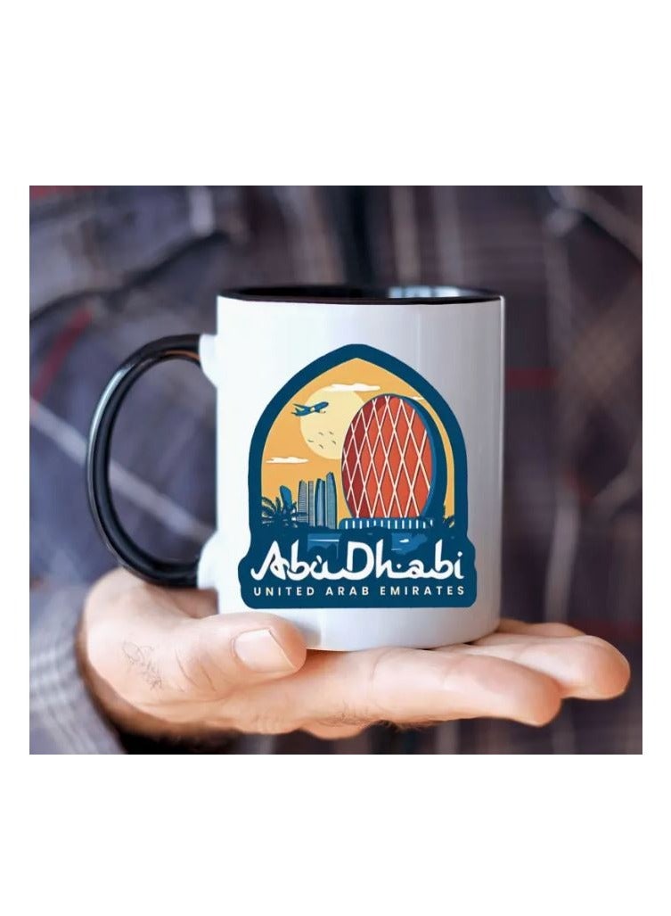 RYN 1pc UAE Souvenir Ceramic Coffee Mug - 11oz Abu Dhabi Landmarks Design, Dishwasher Safe, Ideal for Home, Office, Food Truck, Restaurant, and Travel Enthusiasts - Image 4