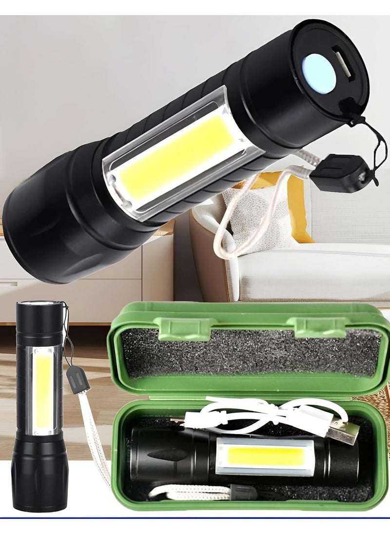The Web Gear - The Web Gear Mini Torch Lights Rechargeable LED Flashlight with COB Light Waterproof Portable LED COB Flashlight USB Rechargeable 3 Modes Clip Lights - Image 1