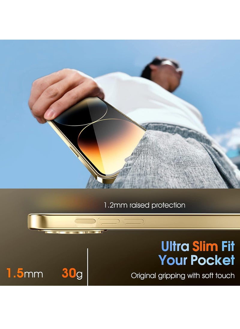 Generic - For iPhone 15 Pro Max Case, Phone Case iPhone 15 Pro Max with MagSafe,2 Glass Screen Protector+Camera Lens Protector, Clear Magnetic Plated Slim Soft TPU Electroplated Bumper Protective Cover, Gold - Image 1