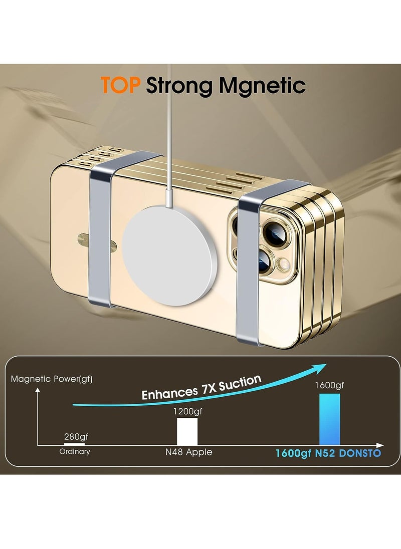 Generic - For iPhone 15 Pro Max Case, Phone Case iPhone 15 Pro Max with MagSafe,2 Glass Screen Protector+Camera Lens Protector, Clear Magnetic Plated Slim Soft TPU Electroplated Bumper Protective Cover, Gold - Image 1