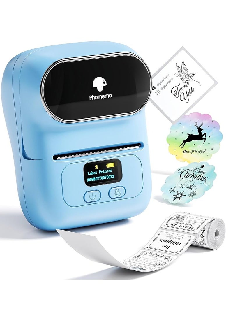 Phomemo M110 Label Maker Thermal Printer with 3 Roll Paper Blue - Image 1