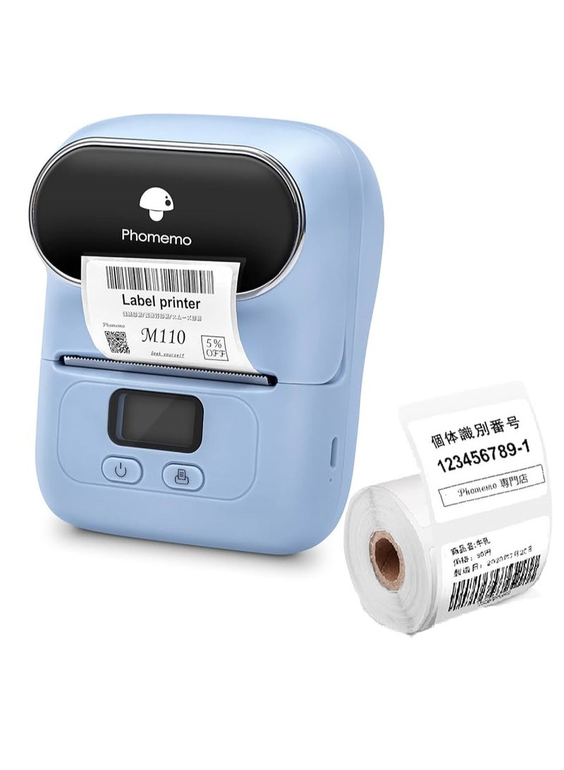 Phomemo M110 Label Maker Thermal Printer with 3 Roll Paper Blue - Image 2