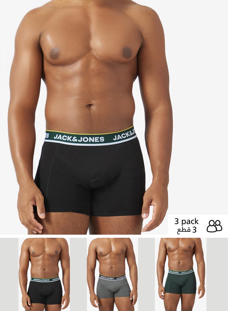 JACK & JONES 3 Pack Logo Band Trunks - Image 1