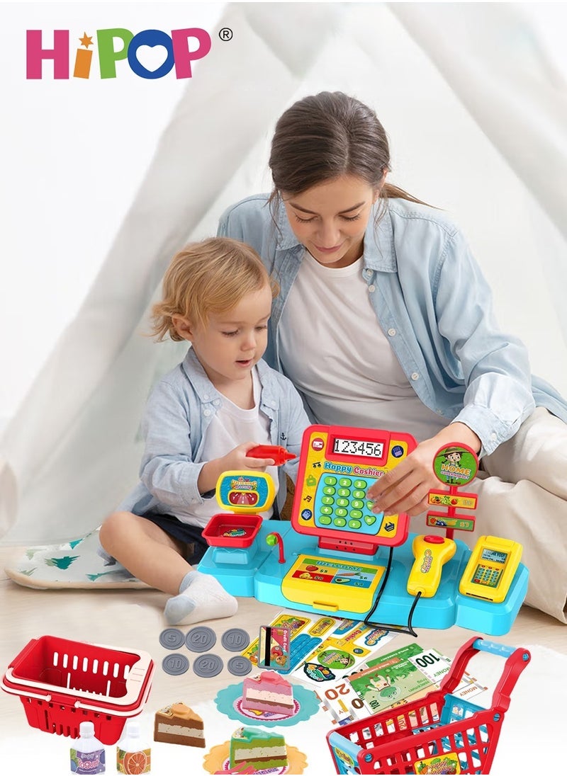 HIPOP Toy Cash Register for Kids,Simulate Real Shopping,Supermarket Children's Cash Register,Pretend Toy Gift for Toddlers Boys Girls  - Image 4