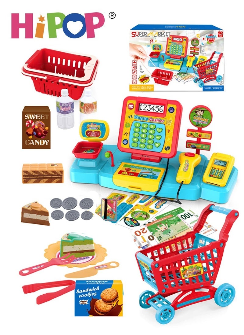 HIPOP Toy Cash Register for Kids,Simulate Real Shopping,Supermarket Children's Cash Register,Pretend Toy Gift for Toddlers Boys Girls  - Image 1