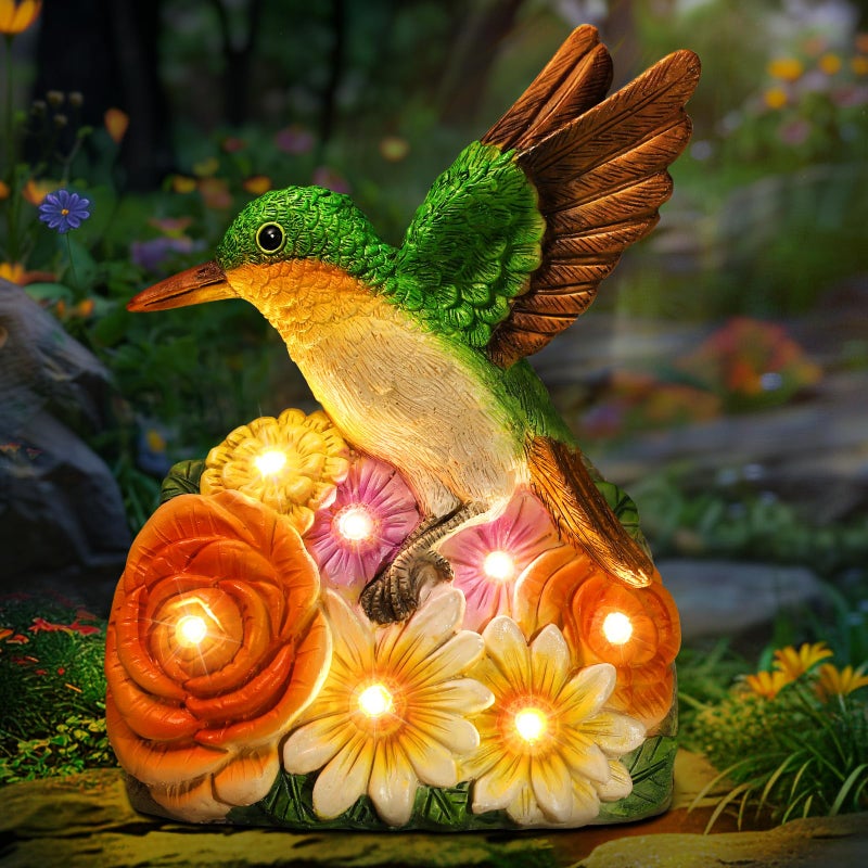Linkax Birthday Easter Gifts for Adults Women Mom Grandma, Hummingbird Statue Solar Lights Outdoor Garden Decor for Outside Patio Yard Front Porch Balcony Home, Gardening Housewarming Gifts New Home - Image 1