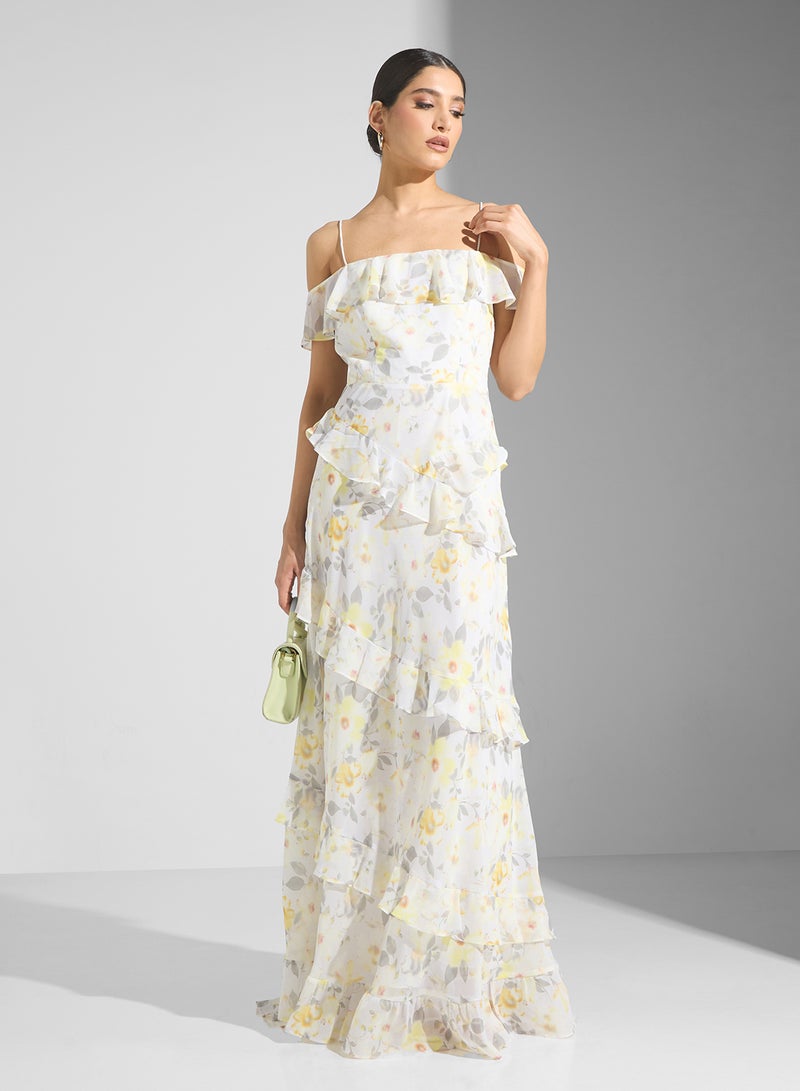 True Decadence Floral Ruffled Maxi Dress  - Image 1