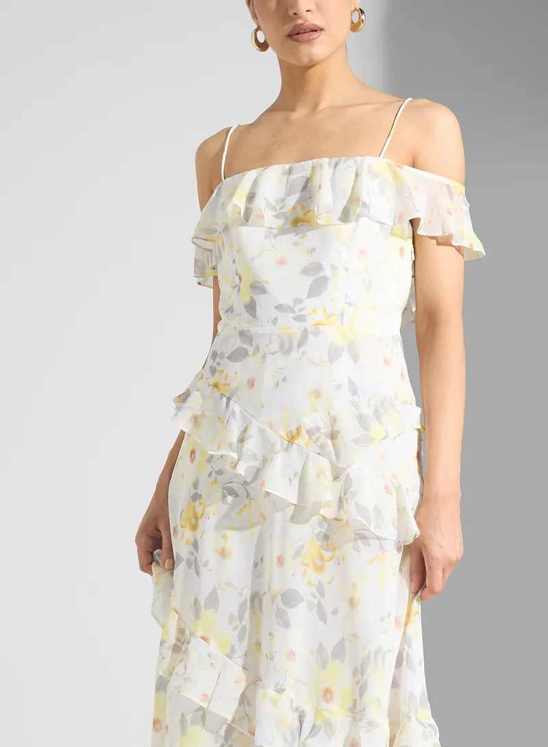 True Decadence Floral Ruffled Maxi Dress