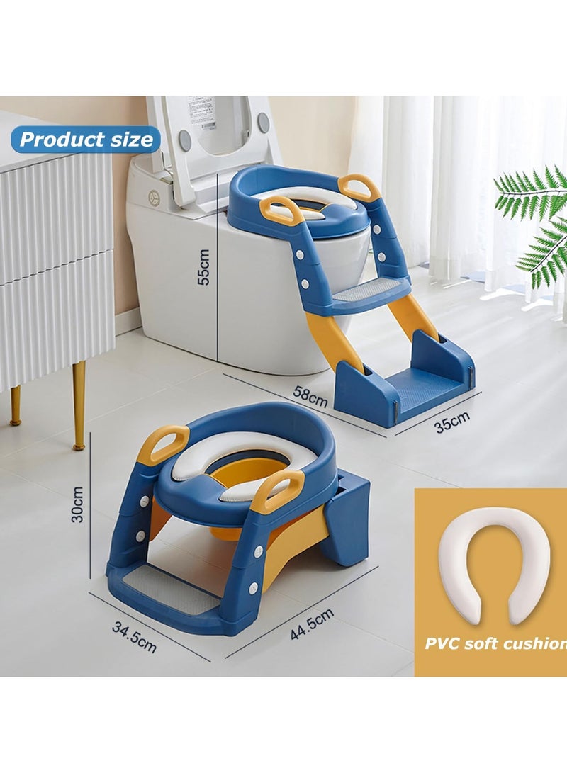 جورونب مقعد تدريب على النونية بسلم قابل للتعديل مقعد مرحاض للأطفال (أزرق) - Image 2