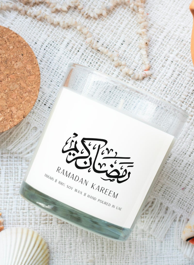 Serenova Ramadan Kareem Natural Soy Wax Scented Jar Candle  (Oud/Amber , 110g) - Image 2