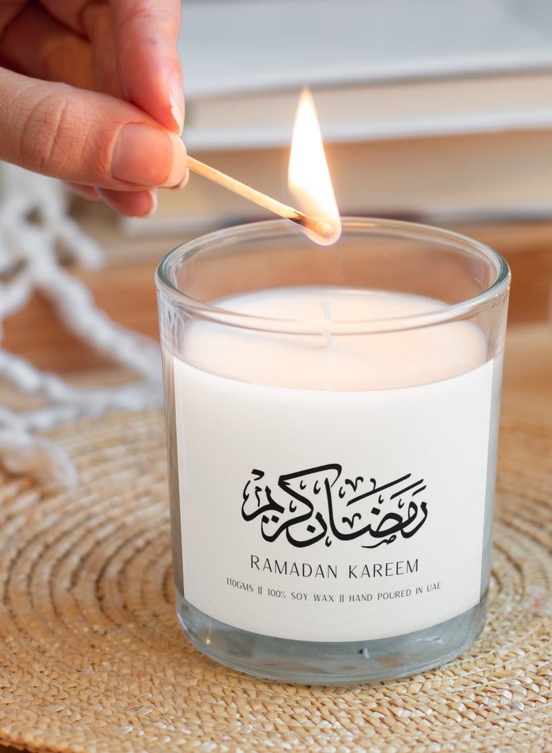 Serenova Ramadan Kareem Natural Soy Wax Scented Jar Candle  (Oud/Amber , 110g) - Image 3
