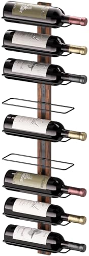B4Life Wine Rack Wall Mounted for 9 Wine Bottles Wood Wine Racks for Wall Wine Holder Wine Bottle Racks for Kitchen Dining Room Bar