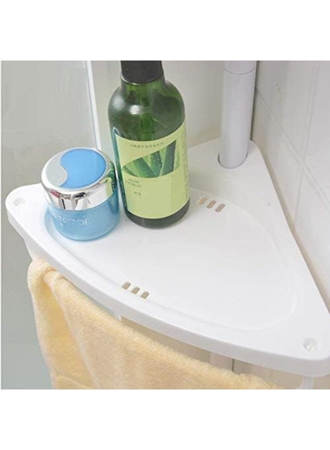 MISBAH 4 Layer Shower Caddy Tension Pole Bathroom Corner Shelf Adjustable Storage Rack Bathtub Telescopic Shampoo Soap Organizer with Towel Bar - Image 4