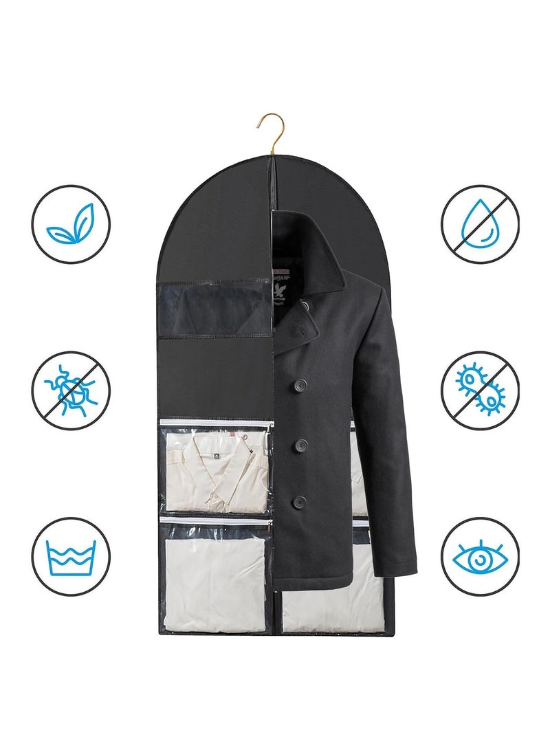 49" Garment Bag, Heavy Duty Garment Bags, with 4 Pockets, Suitable for Home, Travel Hanging Garment Bags, for Closet Storage, Hold 3-8 Clothes, for Clothes, Coats, Shirts, Dress (Set of 2) - Image 3