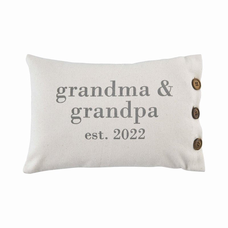 Mud Pie  Grandparents  Est. 2022 Pillow  12"" x 8""  1 Count (Pack of 1) - Image 1