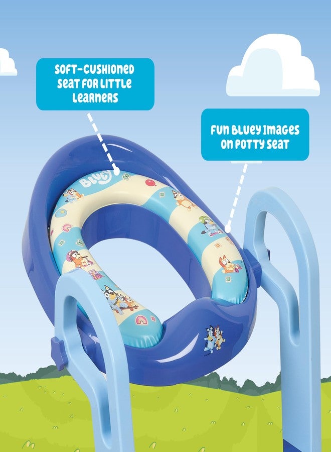 ginsey Bluey Step & Sit Potty Trainer; Secure Ladder for Kid-Safe Climbs to Potty; Fun Bluey Images on Cushioned Potty Seat; Adjustable Ladder Height; Removable Seat for Cleaning; Folds for Storage - Image 3