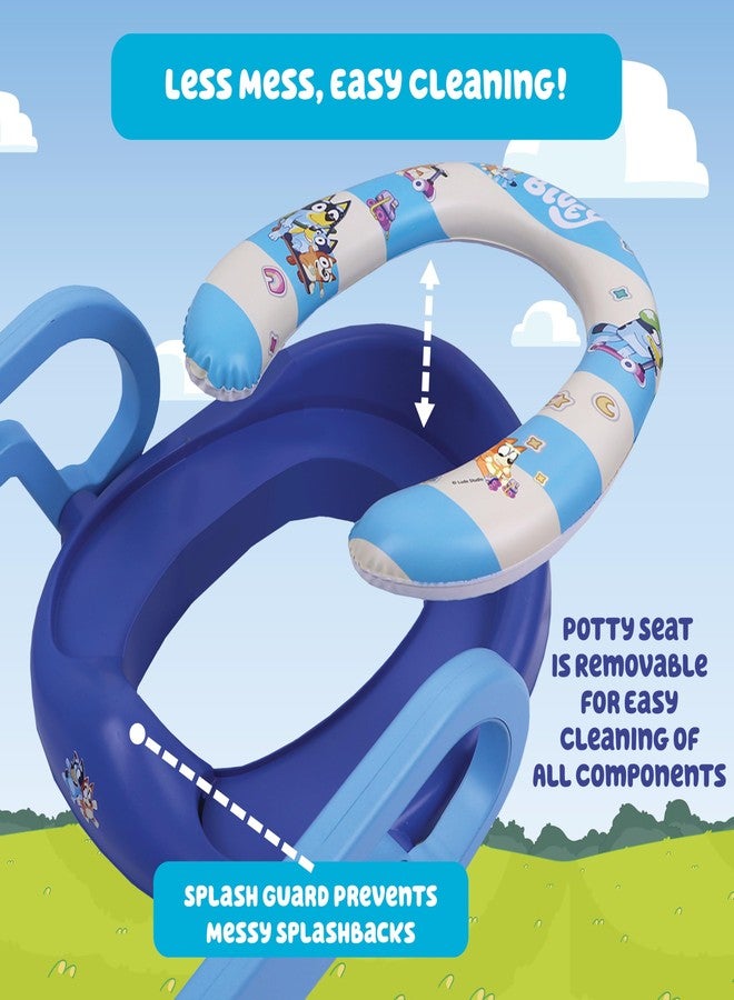 ginsey Bluey Step & Sit Potty Trainer; Secure Ladder for Kid-Safe Climbs to Potty; Fun Bluey Images on Cushioned Potty Seat; Adjustable Ladder Height; Removable Seat for Cleaning; Folds for Storage - Image 4