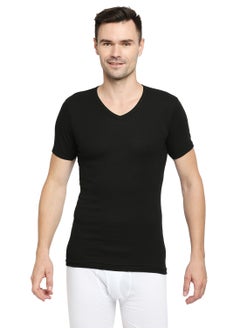 BYC Mens Cotton Undershirt V Neck Black  - Image 1