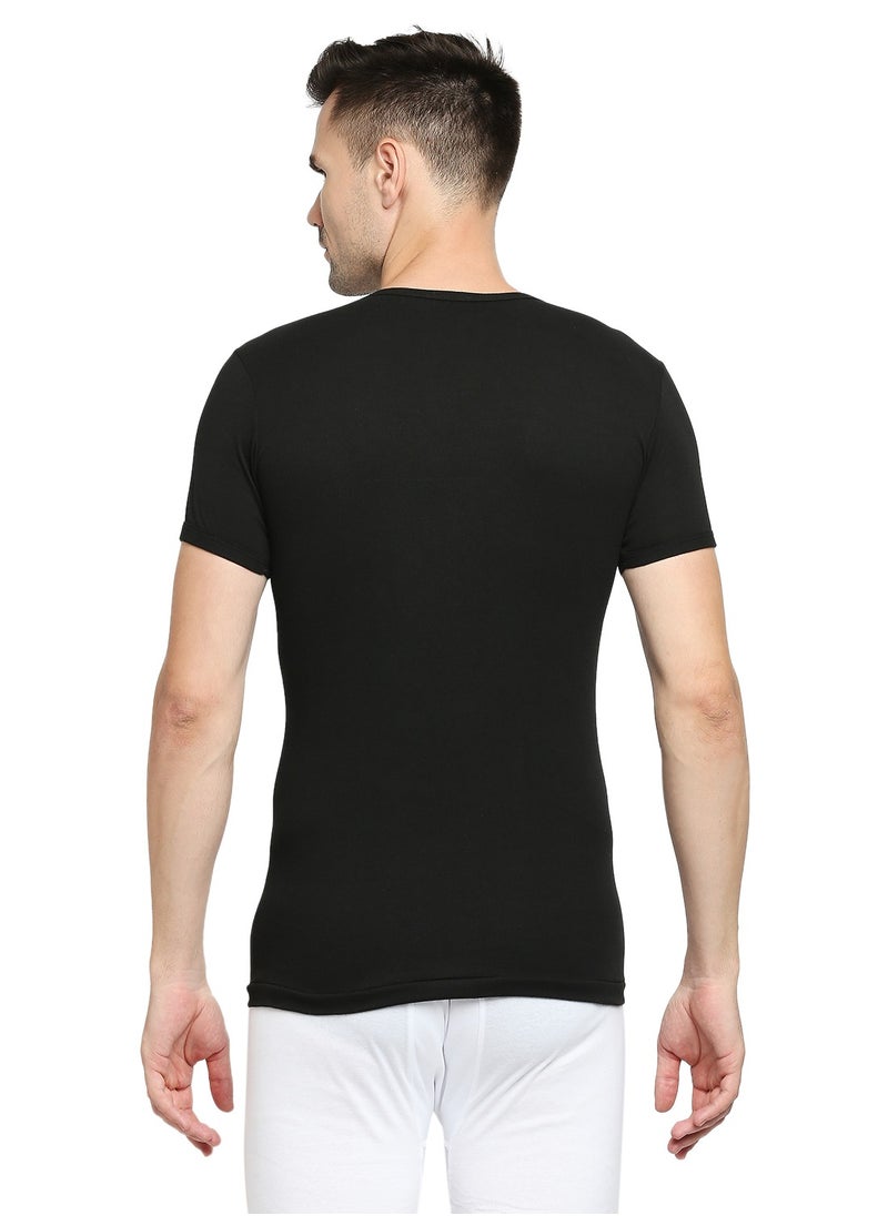 BYC Mens Cotton Undershirt V Neck Black  - Image 3