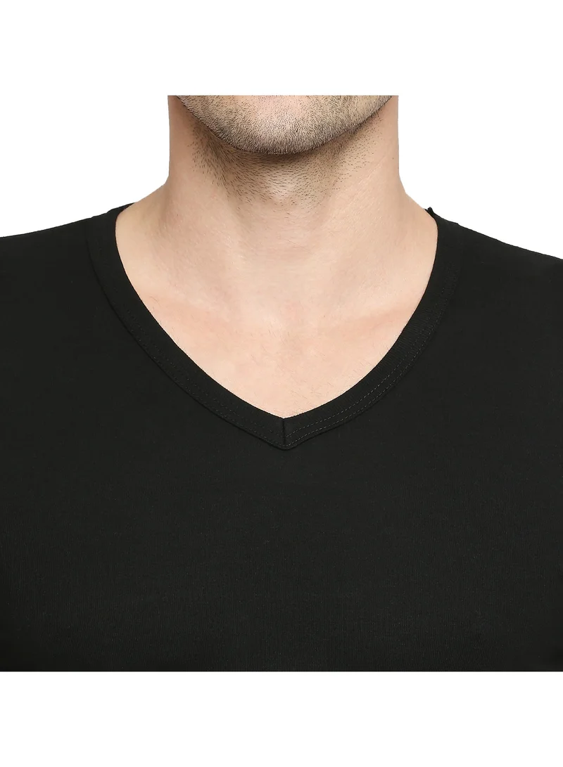BYC Mens Cotton Undershirt V Neck Black