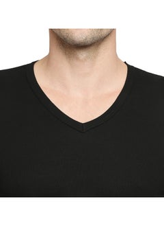 BYC Mens Cotton Undershirt V Neck Black  - Image 4