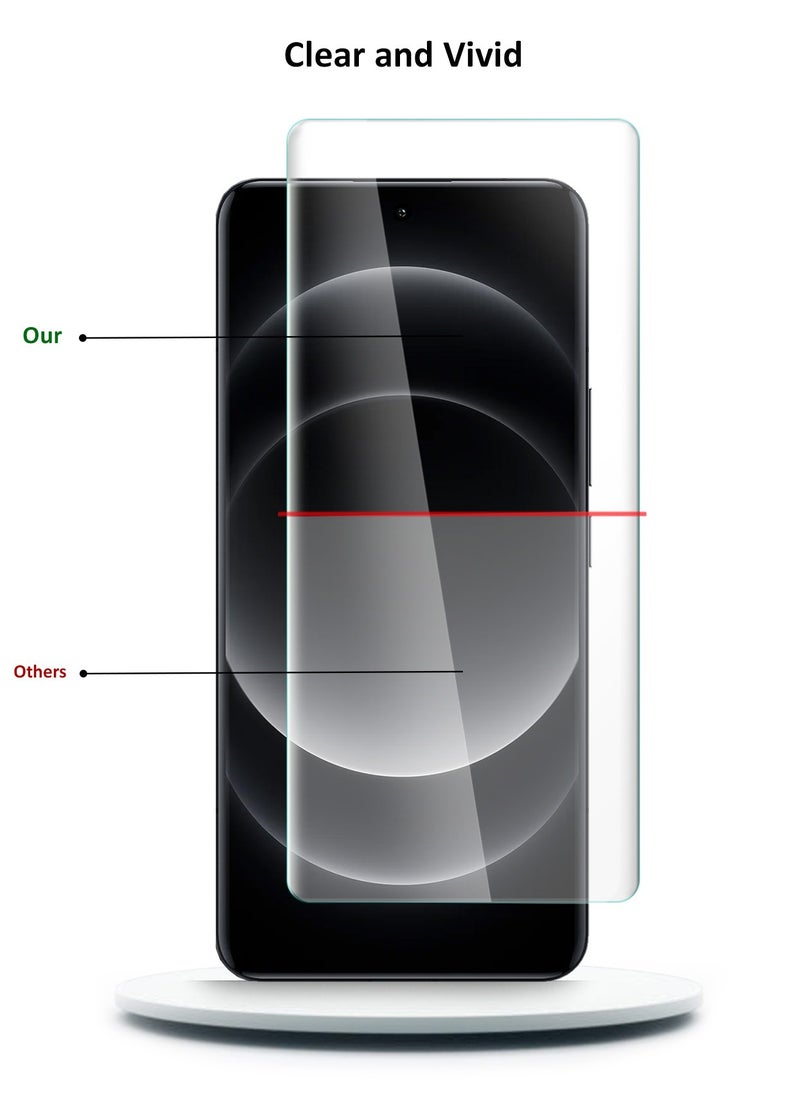 Wtech Xiaomi 14 Ultra 5G 2024 Premium Curved Edges UV Full Glue Full Cover Tempered Glass Screen Protector (MSGUCN) - Clear  - Image 4