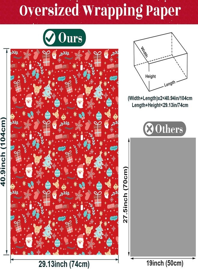 EverMerry Christmas Wrapping Paper Set, Xmas & Neutral Wrapping Paper (6 Sheets 29 in. x 41 in. 4 Different Parttern Designs, New Year & Birthday & Holiday - Image 3