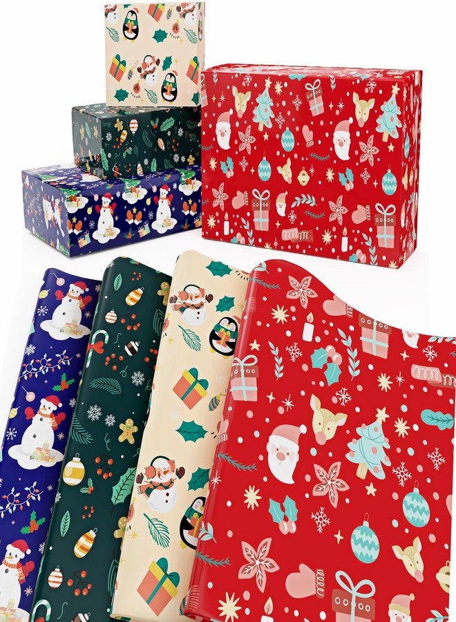 EverMerry Christmas Wrapping Paper Set, Xmas & Neutral Wrapping Paper (6 Sheets 29 in. x 41 in. 4 Different Parttern Designs, New Year & Birthday & Holiday - Image 1