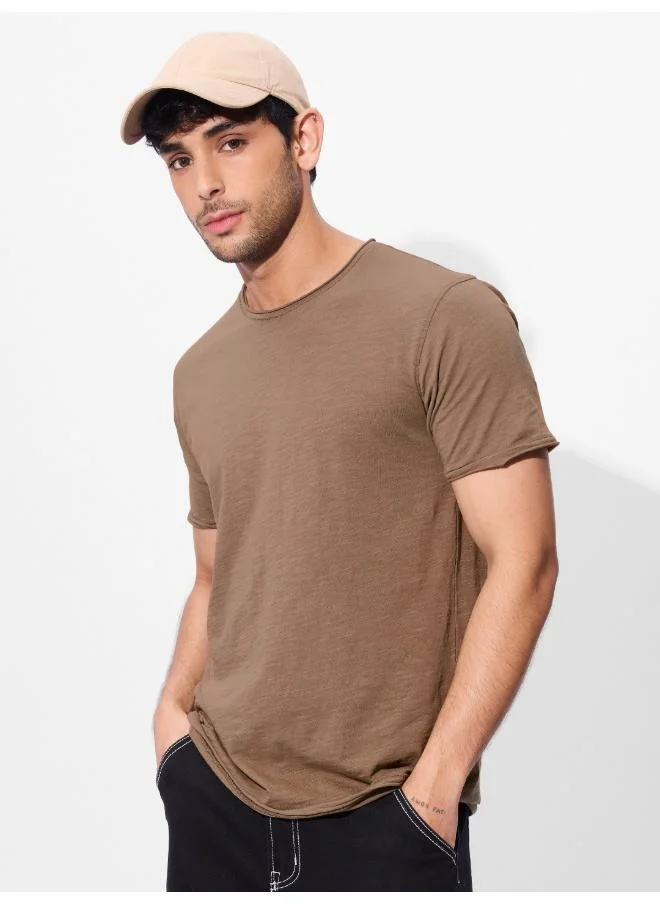 The Souled Store The Souled Store Men Rockstar Tee Chestnut Brown Easy Fit T-Shirts