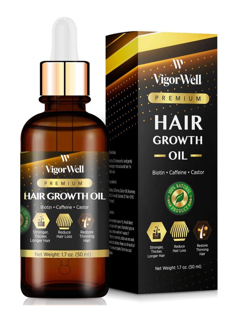 VigorWell hair Growth oil biotin caffeine castor 1.7oz 50ml - Image 1