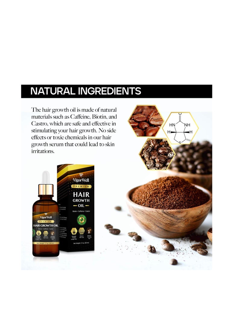 VigorWell hair Growth oil biotin caffeine castor 1.7oz 50ml - Image 3