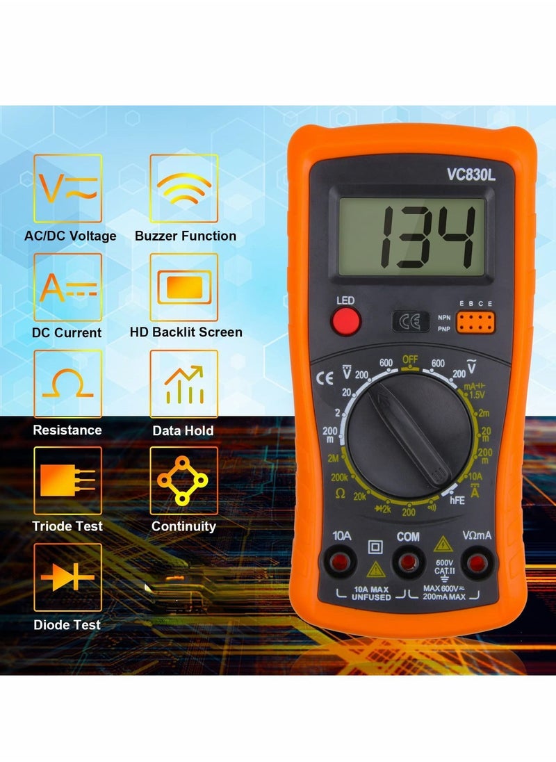 Y&D - Digital Multimeter, Multimeter with AC DC Voltmeter & Ohm Volt Amp Tester, Multifunction Battery Pocket Meter Backlight Tests Wire, Voltage Tester Measure Current Resistance - Image 1