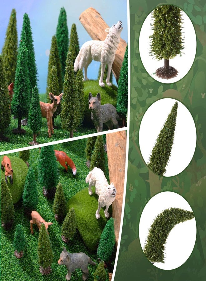 Skylety 35 Pcs Model Trees 2.16in-4.9in Green Train Scenery Landscape Pine Miniature Diorama Trees Mixed Model for Road Architecture Building DIY Decoration Gift - Image 3