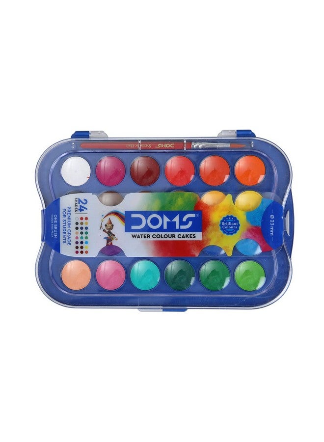 Doms 24 Shades 23mm Water Colour Cakes | Easy to Use Palette Lid | Organic Rich Colour Pigments | Free Brush Inside | Non-Toxic & Safe for Kids | Pack of 1 - Image 1