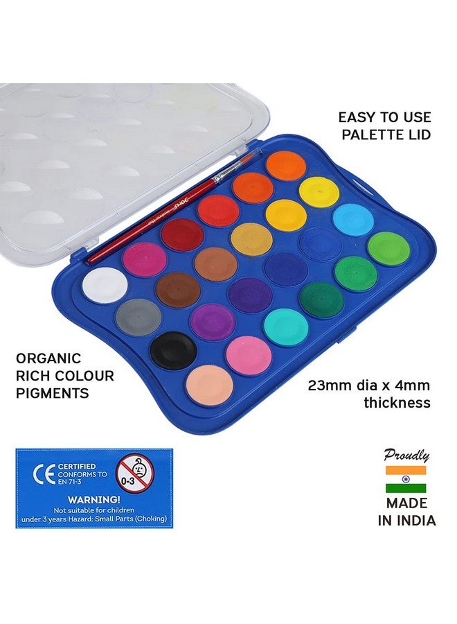 Doms 24 Shades 23mm Water Colour Cakes | Easy to Use Palette Lid | Organic Rich Colour Pigments | Free Brush Inside | Non-Toxic & Safe for Kids | Pack of 1 - Image 3