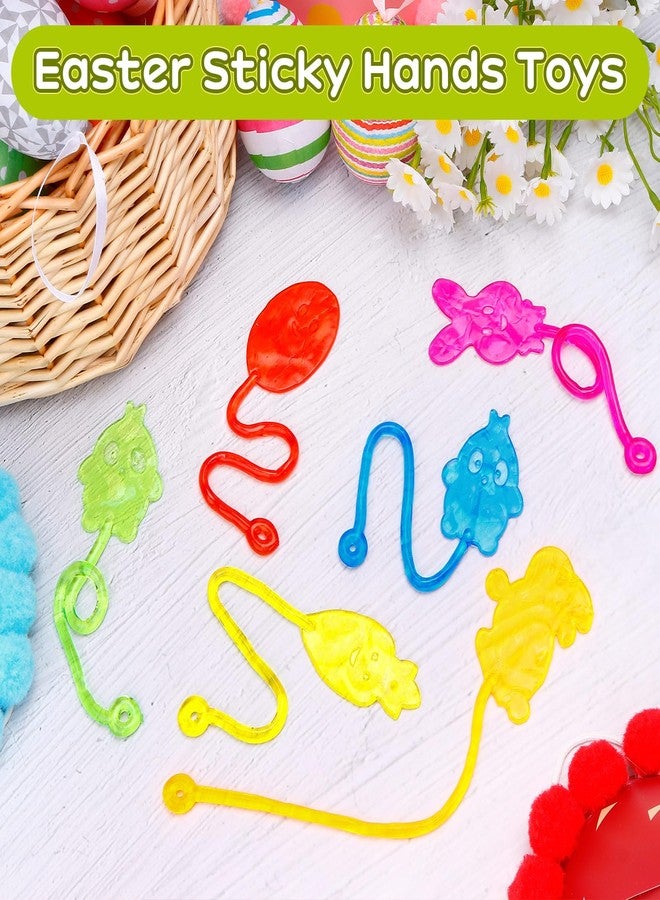 VICROIC 24 PCS Easter Sticky Hands, Stretchy Bunny Carrot Egg Chick rubbery Sticky Hands Toys Bulk for Easter Gifts, Prizes, Goodie Bag Stuffers, Party Favor Supplies - Image 4