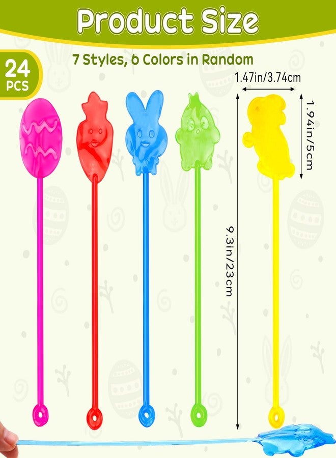 VICROIC 24 PCS Easter Sticky Hands, Stretchy Bunny Carrot Egg Chick rubbery Sticky Hands Toys Bulk for Easter Gifts, Prizes, Goodie Bag Stuffers, Party Favor Supplies - Image 2