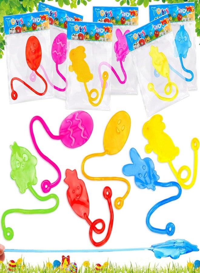 VICROIC 24 PCS Easter Sticky Hands, Stretchy Bunny Carrot Egg Chick rubbery Sticky Hands Toys Bulk for Easter Gifts, Prizes, Goodie Bag Stuffers, Party Favor Supplies - Image 1