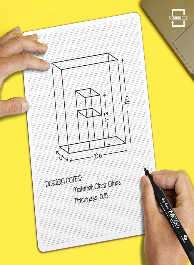 Scribbledo Dotted Dry Erase Board Graph Whiteboard 9" x 12" Bullet Dot Grid Paper for Home School Classroom Kids and Students Portable Dot Grid Board for Notes Drawing graphing and Calligraphy - Image 3