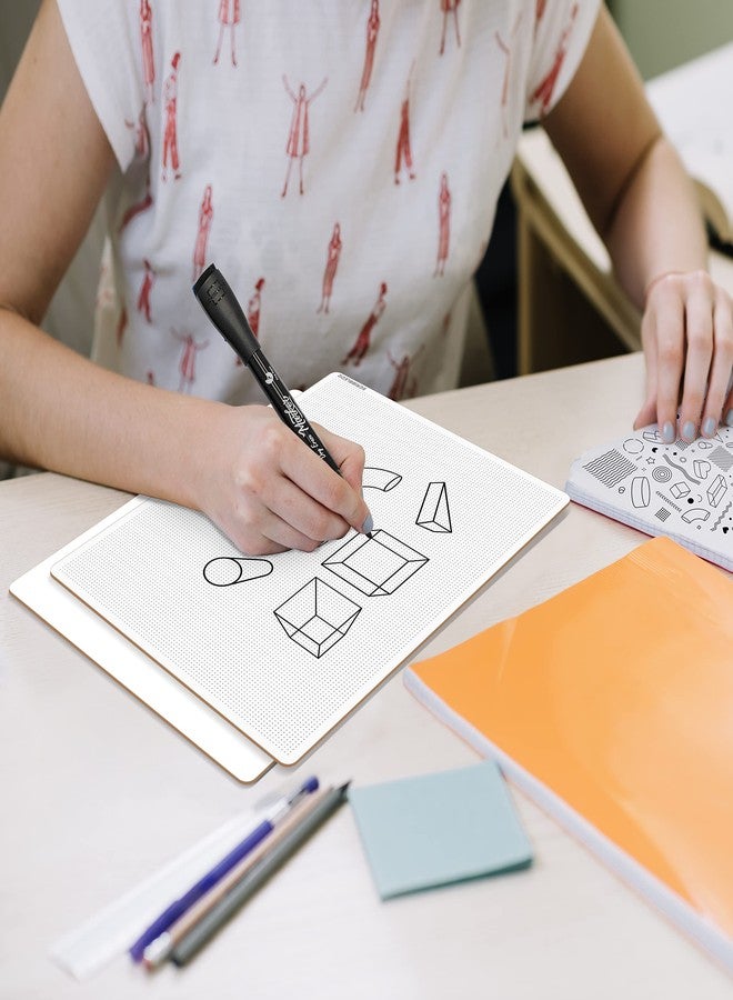Scribbledo Dotted Dry Erase Board Graph Whiteboard 9" x 12" Bullet Dot Grid Paper for Home School Classroom Kids and Students Portable Dot Grid Board for Notes Drawing graphing and Calligraphy - Image 2