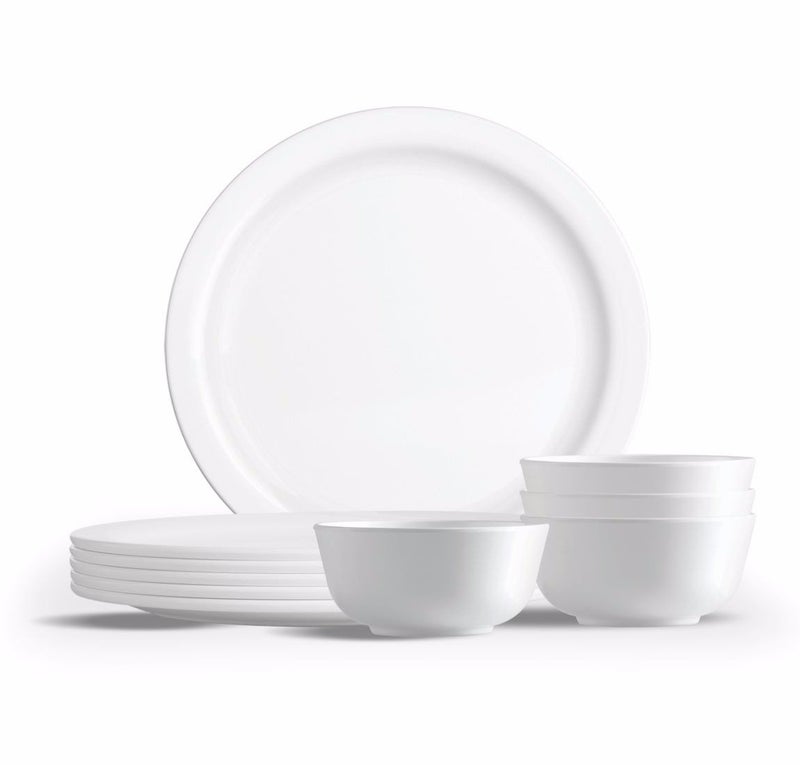 RAINCART 100 Melamine Thali Server Set 18 pcs 6 pcs Dinner Plate 12 pcs Bowl